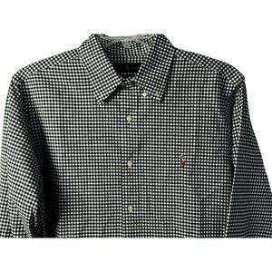 Ralph Lauren Classic Fit Black White Check Shirt Sz LG Button Up LS Preppy